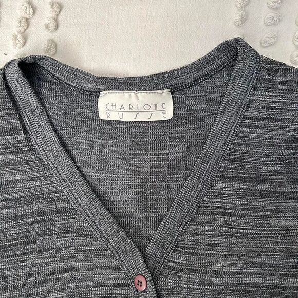 Charlotte Russe gray button up top - Picture 2 of 3